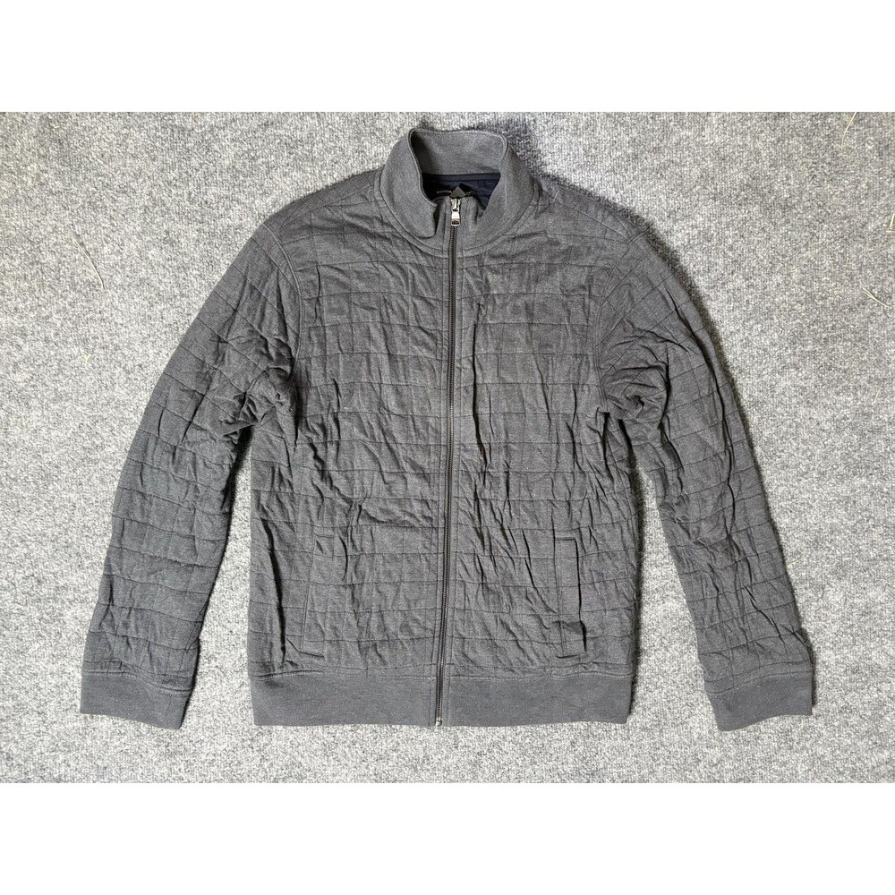 Banana Republic Jacket Mens L Gray Quilted Full Zip Cotton Blend Jersey Casual